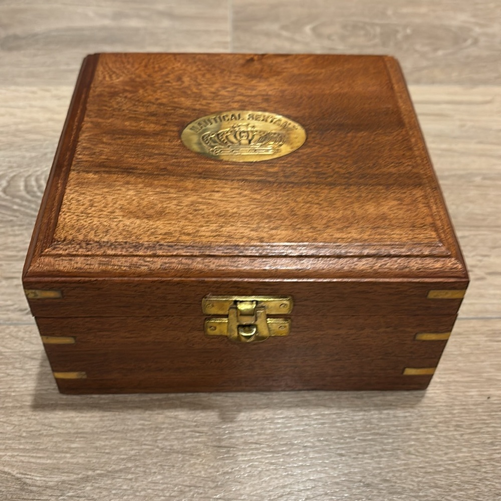 Empty Nautical Sextant Wooden Box